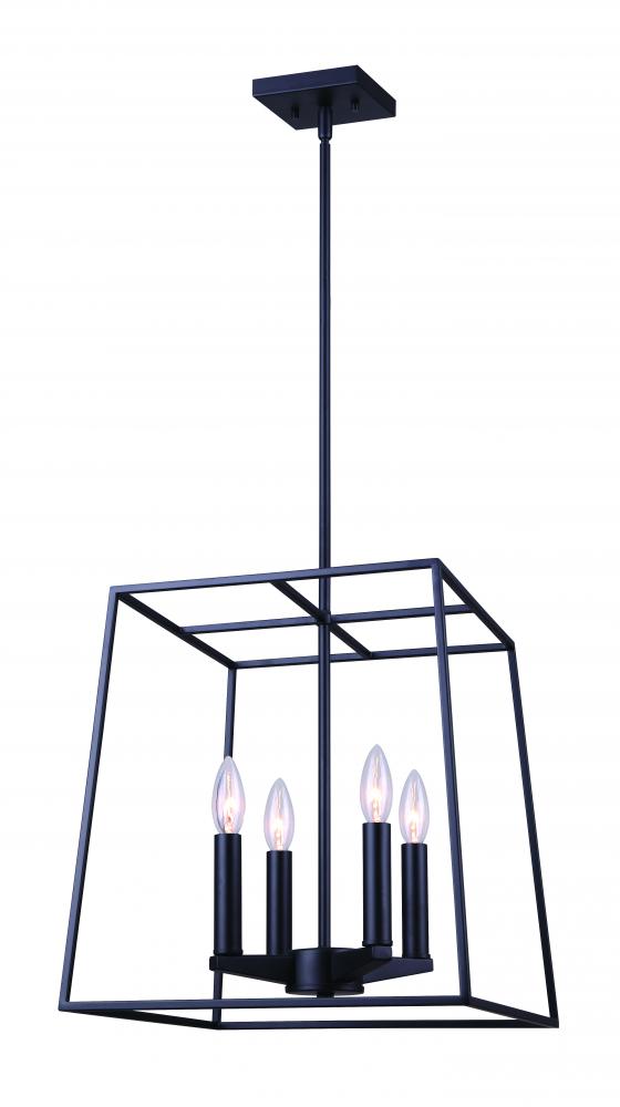 WEXFORD, MBK Color, 4 Lt 14" Rod Chandelier, 60W Type C, 14" W x 23.375 - 65.375" H x 14