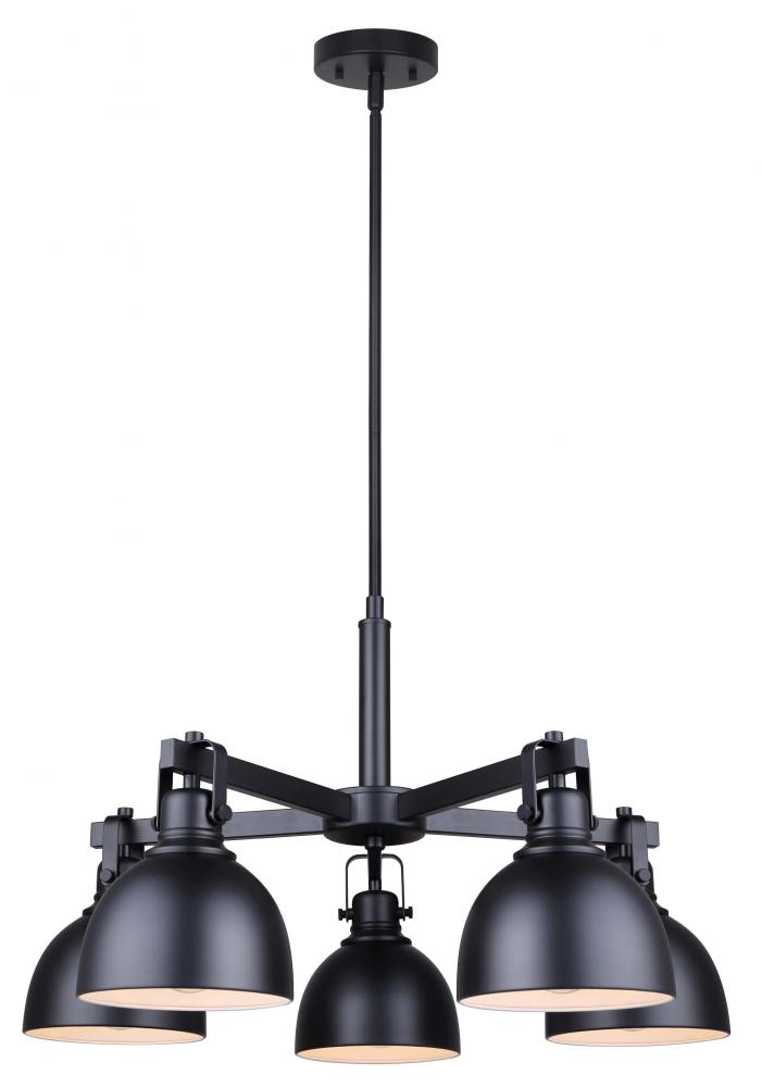 Polo 5 Light Matte Black Modern Chandelier for Dining Rooms and Living Rooms