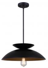 Canarm IPL786B01BK - ZIVA, IPL786B01BK, MBK Color, 1 Lt Rod Pendant, 60W Type A, 17.75" W x 13 - 55" H