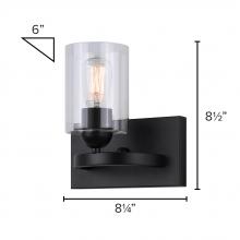 Canarm IVL370A01BK-CL - Hampton 1 Light Vanity, Black Finish