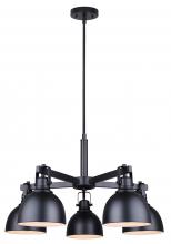 Canarm ICH622A05BK - Polo 5 Light Matte Black Modern Chandelier for Dining Rooms and Living Rooms