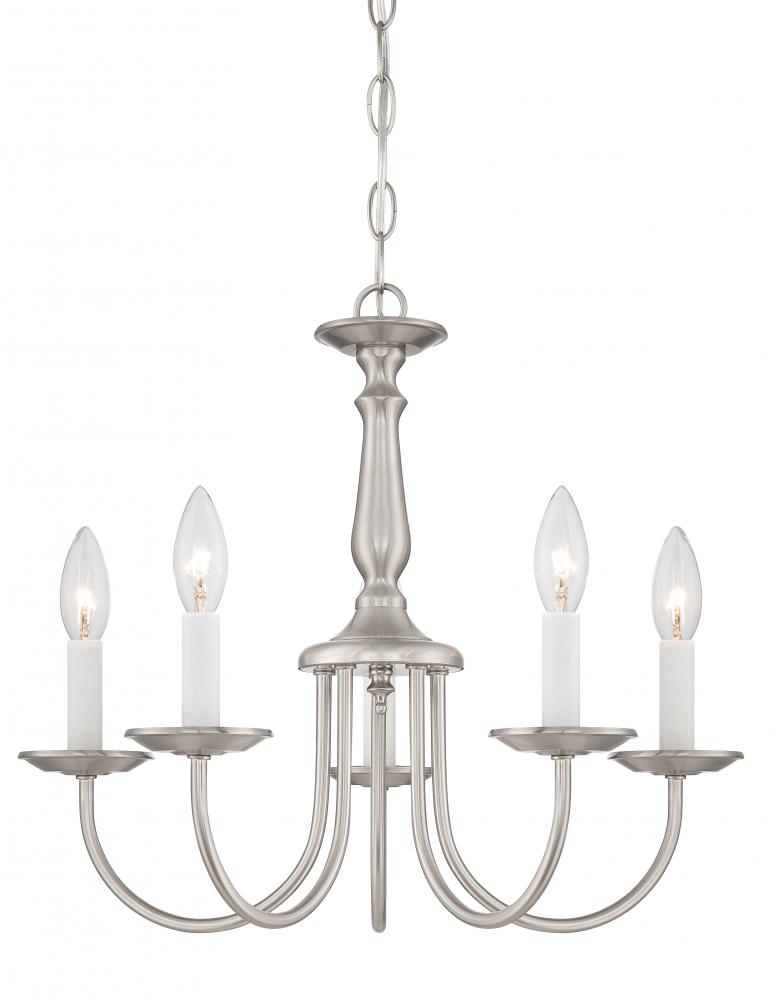 5 Light - Chandelier - withCandlesticks - Brushed Nickel Finish