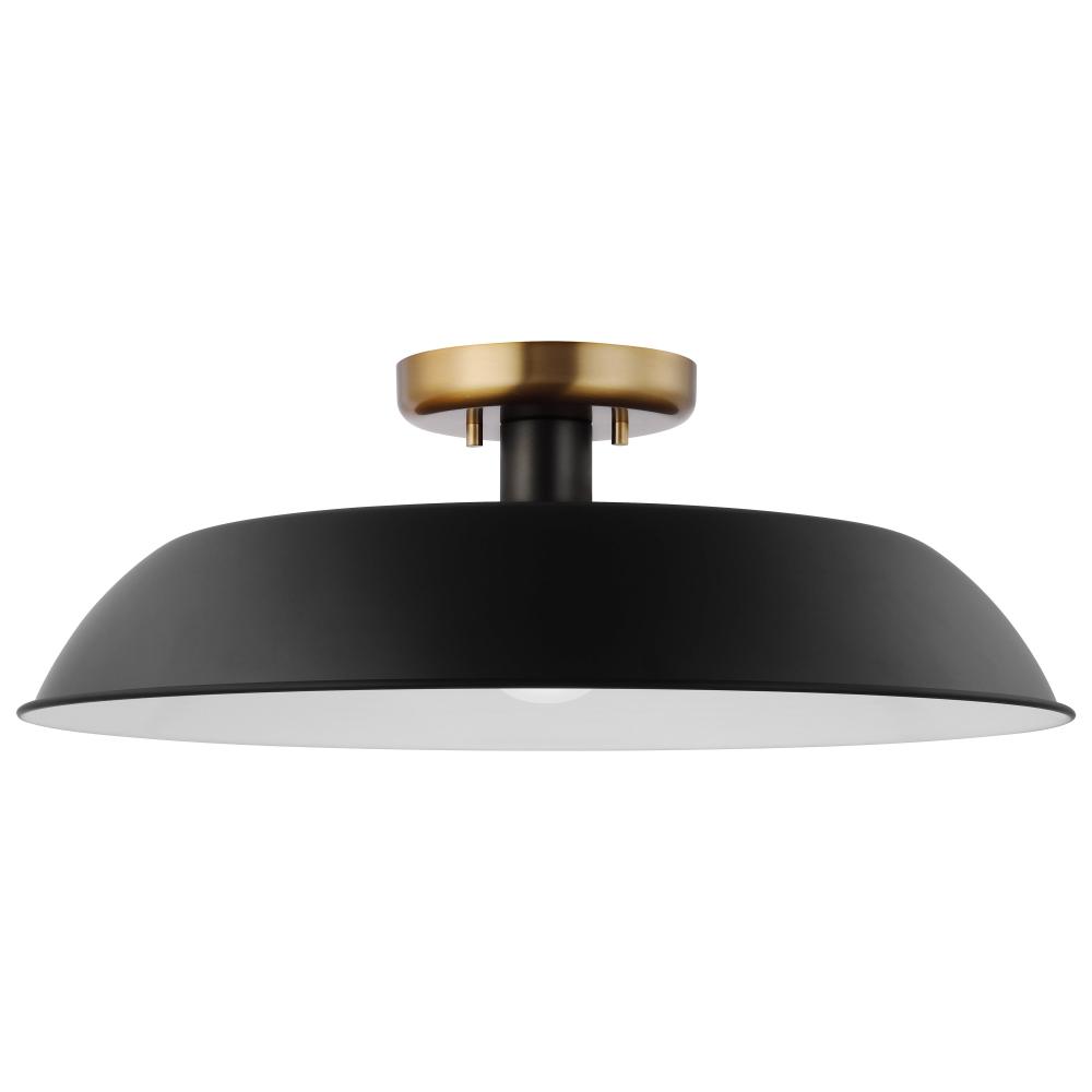 Colony 1 Light Medium Semi-Flush Mount Fixture Matte Black with Burnished Brass