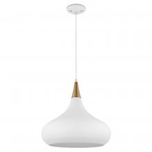 Nuvo 60/7515 - Phoenix; 1 Light; Medium Pendant; Matte White with Burnished Brass