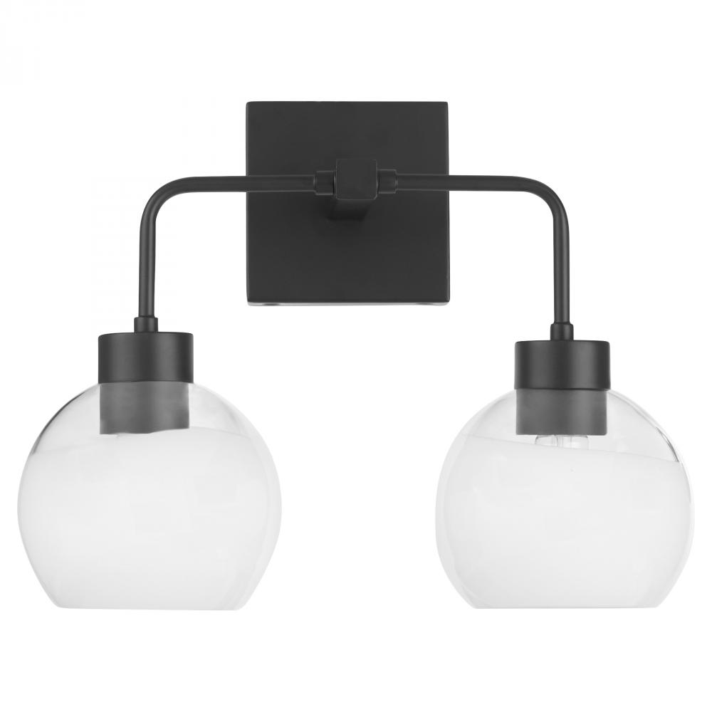 Lacy 2 Light with Layered White Glass, Matte Black