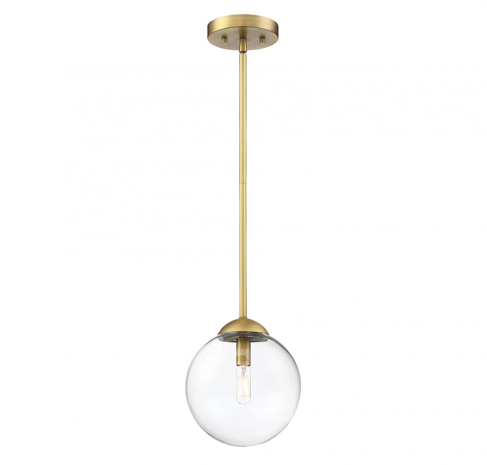 1-Light Mini Pendant in Natural Brass