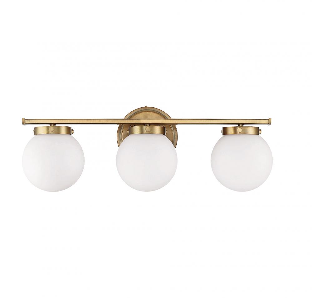 3-Light Bathroom Vanity Light in Natural Brass