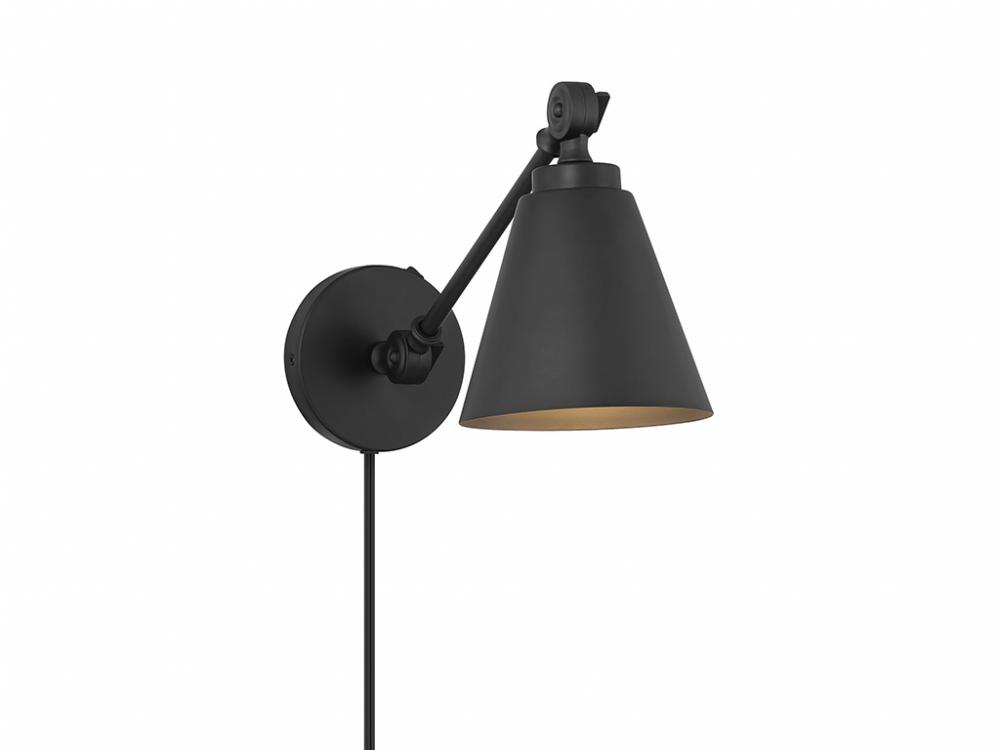 1-Light Wall Sconce in Matte Black (Set of 2)