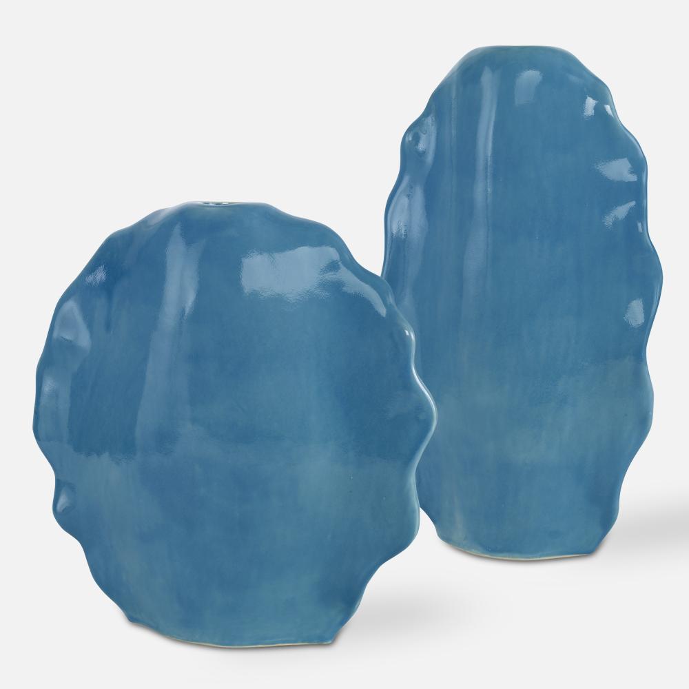 Ruffled Feathers Blue Vases, S/2