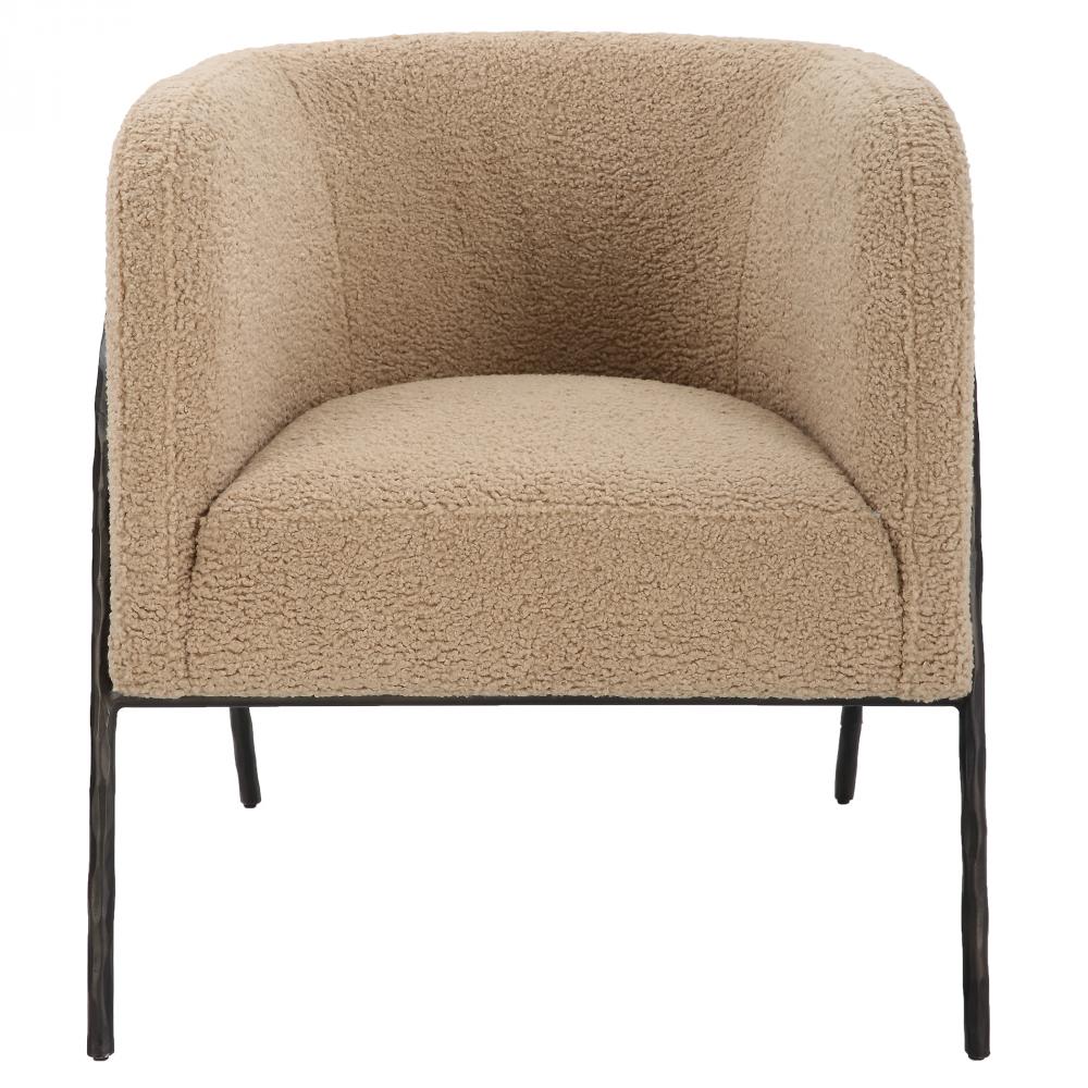 Jacobsen Tan Shearling Barrel Chair