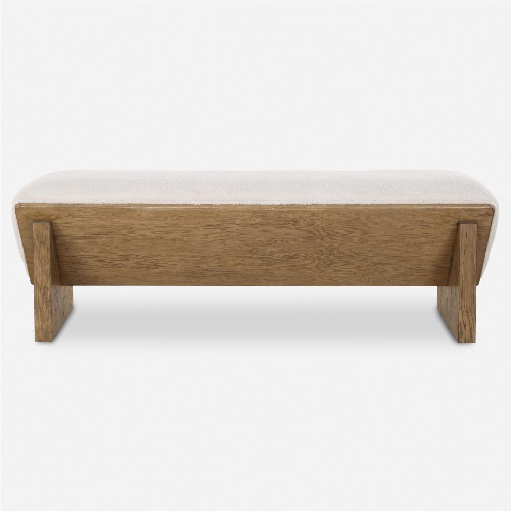 Wedged Ivory Fabric Bench