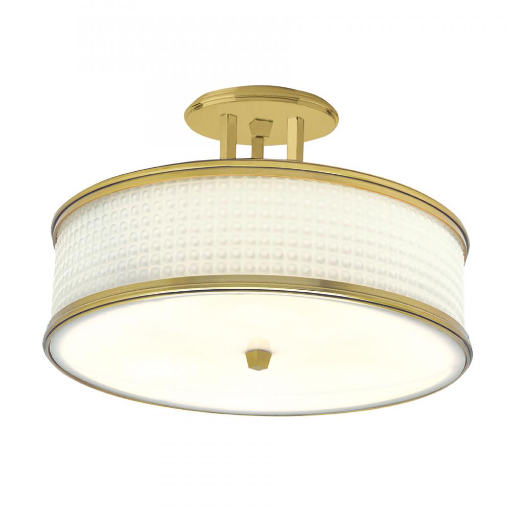 Prism 16.75'' Wide 3-Light Semi Flush Mount - Satin Brass